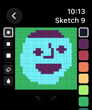 Apple Watch editor with a smiling face sketch